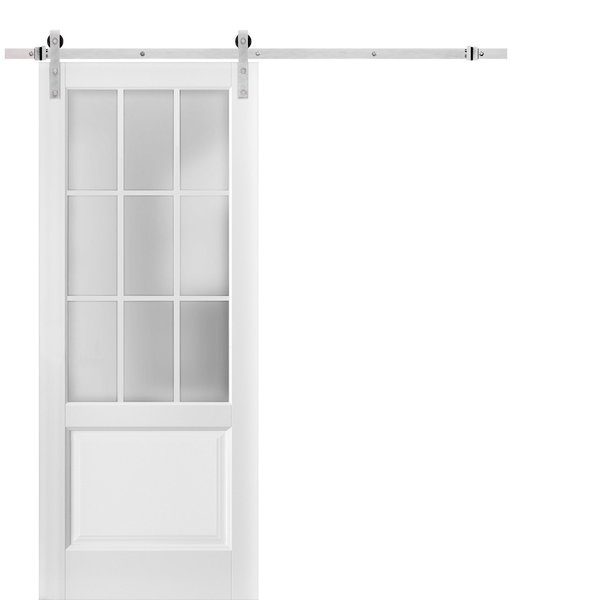 Sartodoors Barn Interior Door, 28" x 80", White FELICIA3309BD-S-BEM-28